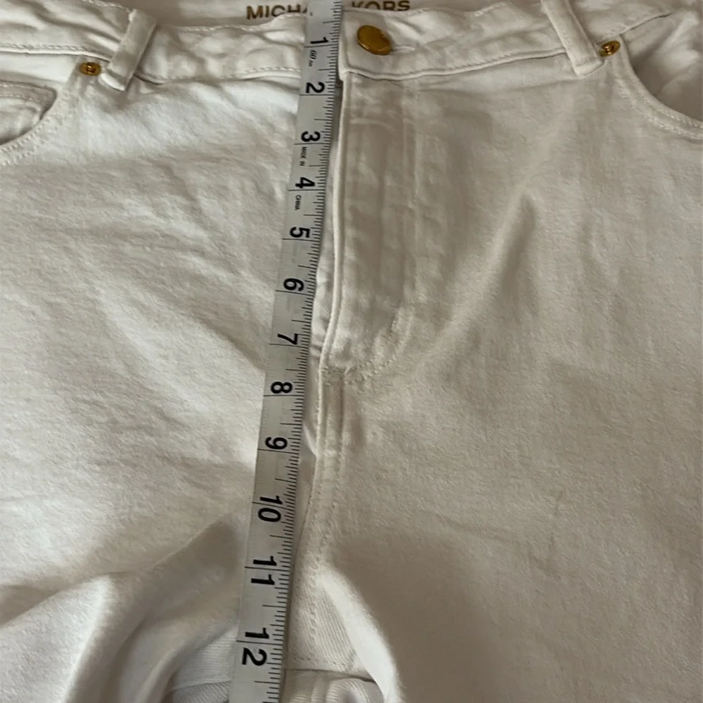 Michael Kors Women Jeans White Selma Straight Crop High-Rise Slim Size16